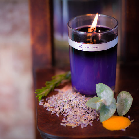 french lavender petal topped candle