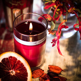 italian blood orange petal topped candle