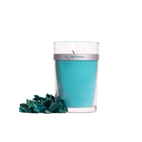 ocean petal topped candle