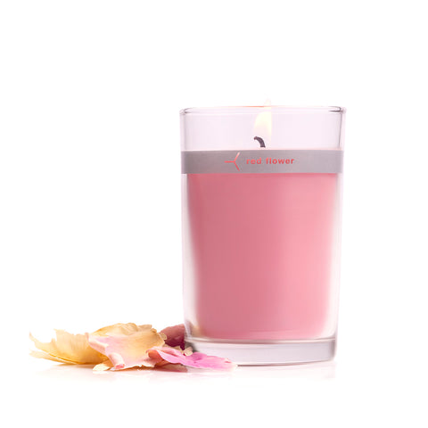 japanese peony petal topped candle