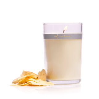 spanish gardenia petal topped candle